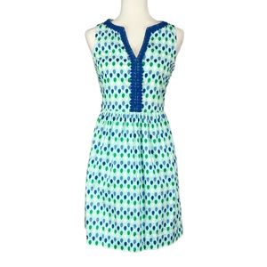 Vineyard Vines Womens Ikat Dot Print Crystal Blue Sleeveless Dress size 0